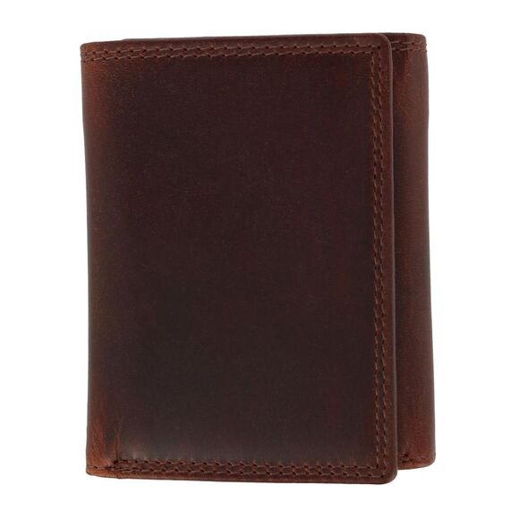 CTM Men's Oil Tanned Leather Trifold Wallet with ID Flap - Picture 1 of 4